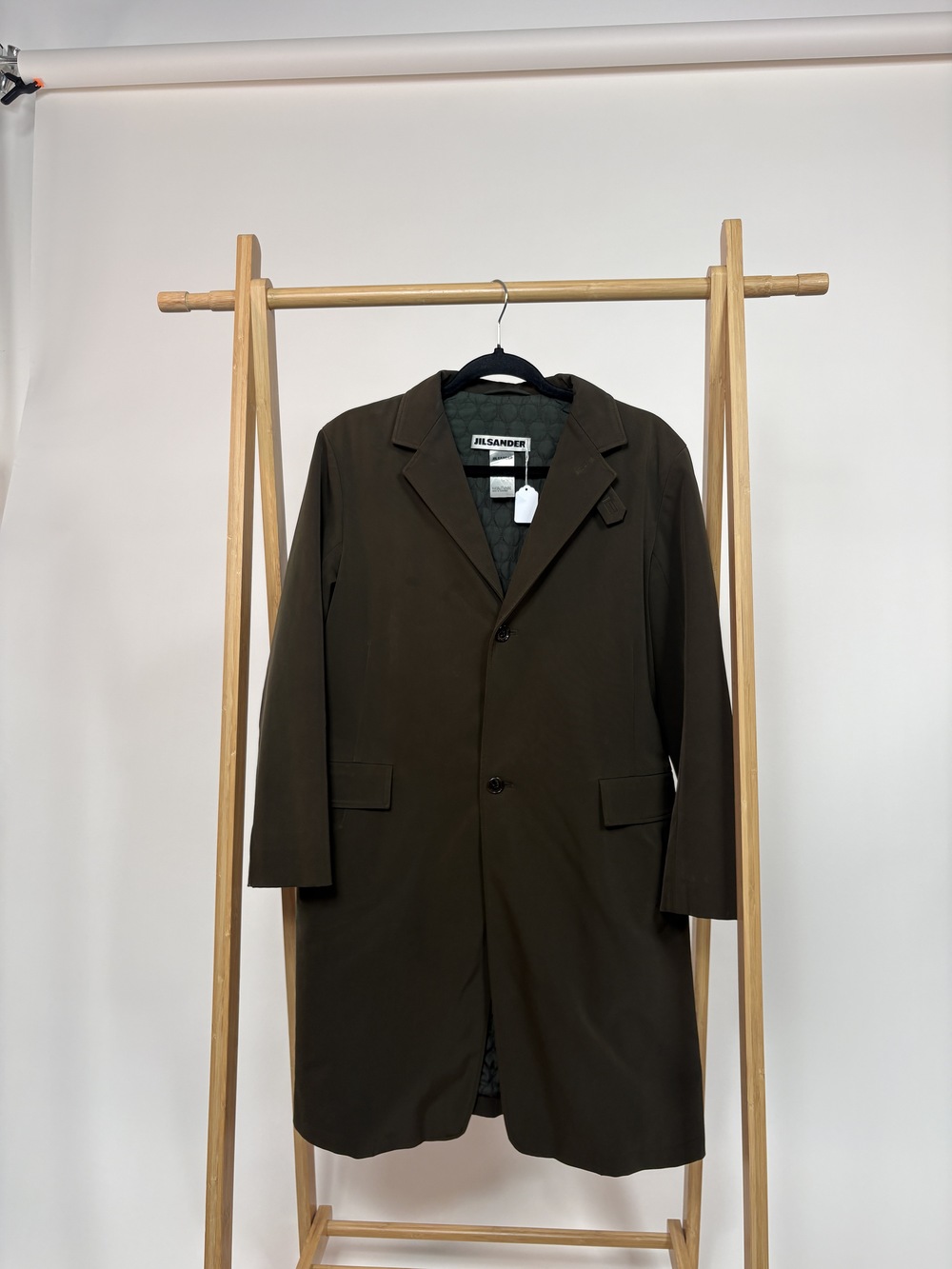 PF-1447 Jil Sander Brown Button Down Quilted Trench